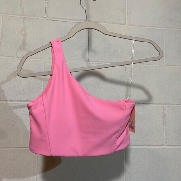 Wilo the Label Women One Shoulder Sports Bra  MEDIUM Pink Yoga Athletic Workout - Picture 4 of 7